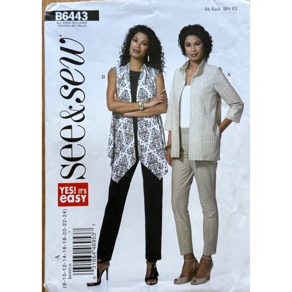 See & Sew  Jacket Sewing Pattern # B6443 Sizes OS New - Picture 1 of 4